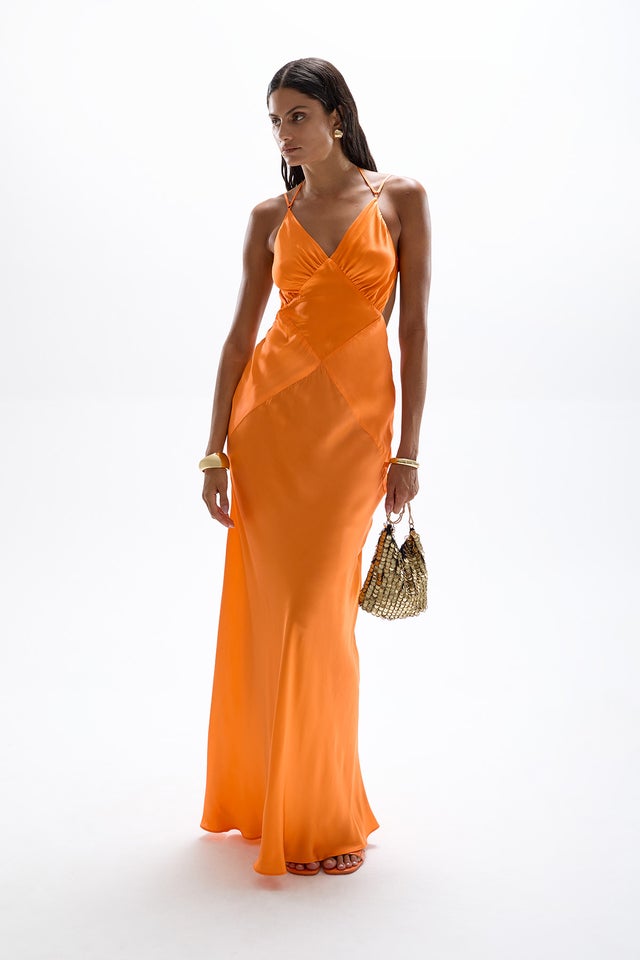 knee length dresses for ladies Hotline Moonstone Maxi Dress Mars Beige  Maxi Dresses